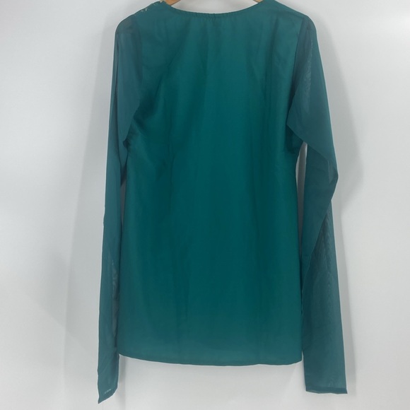 Janasya 2 Peice set teal green tunic & flare bell bottoms gold metallic florals - Picture 15 of 16